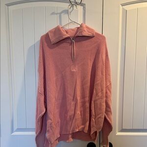 Aerie Oversized Pink Half-Zip Women's Sweater